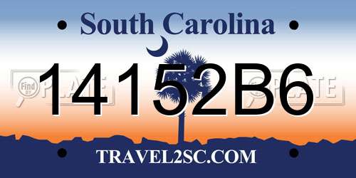 14152B6 South Carolina License Plate