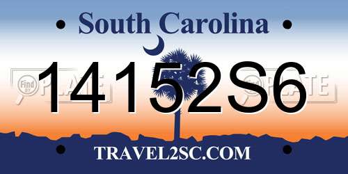 14152S6 South Carolina License Plate