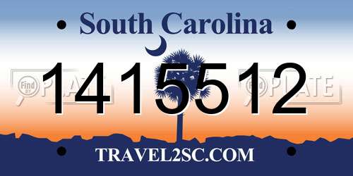 1415512 South Carolina License Plate