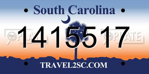 1415517 South Carolina License Plate