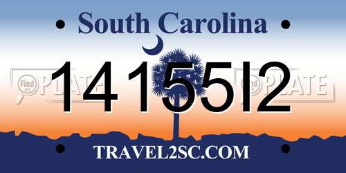 14155I2 South Carolina License Plate