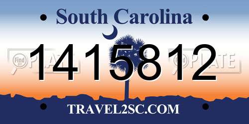 1415812 South Carolina License Plate