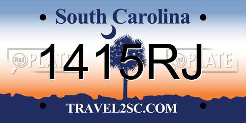 1415RJ South Carolina License Plate