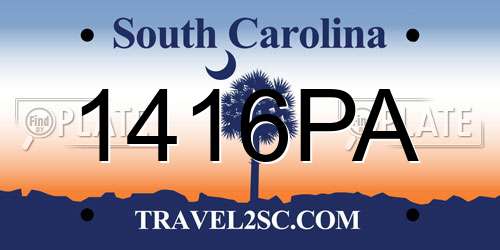 1416PA South Carolina License Plate