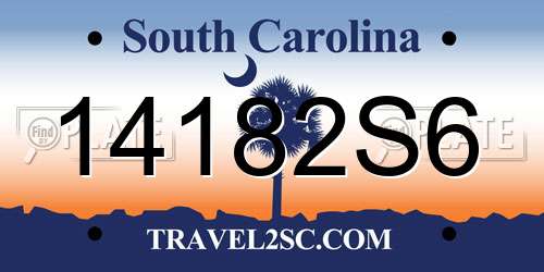 14182S6 South Carolina License Plate