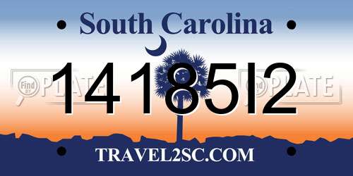 14185I2 South Carolina License Plate