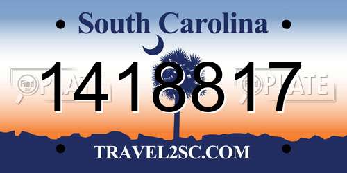 1418817 South Carolina License Plate