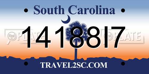 14188I7 South Carolina License Plate