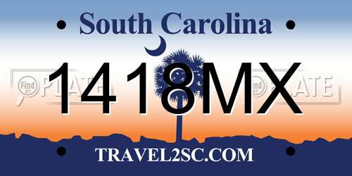 1418MX South Carolina License Plate