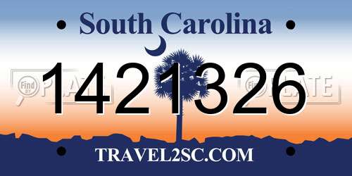 1421326 South Carolina License Plate