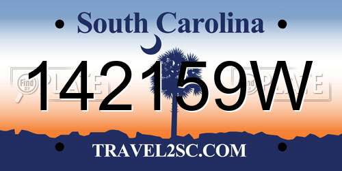 142159W South Carolina License Plate