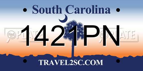 1421PN South Carolina License Plate