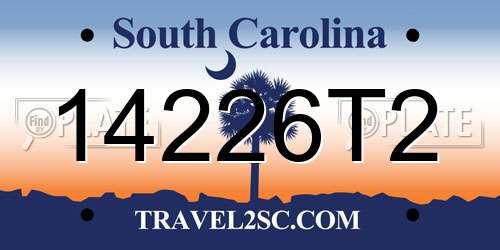 14226T2 South Carolina License Plate