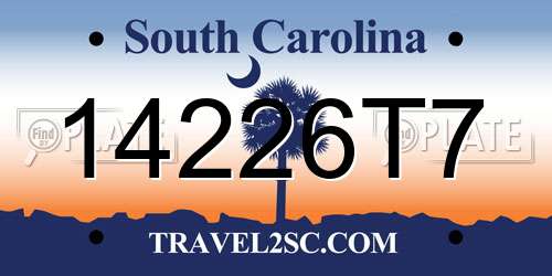 14226T7 South Carolina License Plate