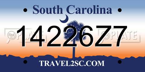14226Z7 South Carolina License Plate