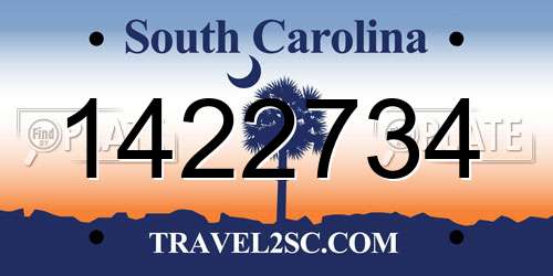 1422734 South Carolina License Plate