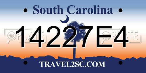 14227E4 South Carolina License Plate