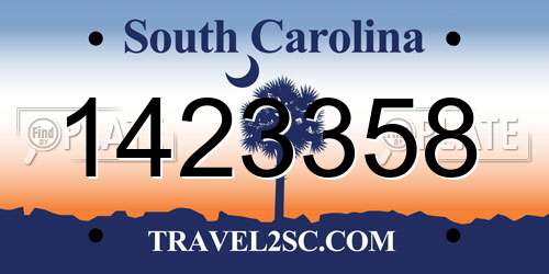 1423358 South Carolina License Plate