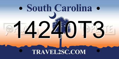 14240T3 South Carolina License Plate
