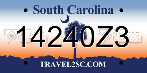 14240Z3 South Carolina License Plate