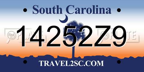 14252Z9 South Carolina License Plate
