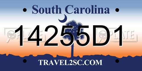 14255D1 South Carolina License Plate