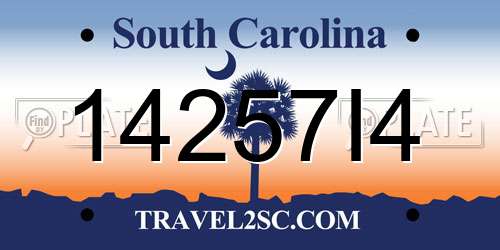 14257I4 South Carolina License Plate