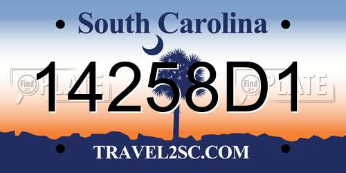 14258D1 South Carolina License Plate