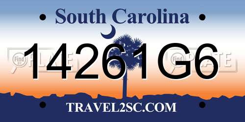 14261G6 South Carolina License Plate