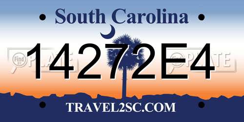 14272E4 South Carolina License Plate