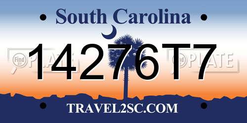 14276T7 South Carolina License Plate