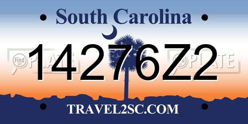 14276Z2 South Carolina License Plate