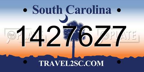 14276Z7 South Carolina License Plate