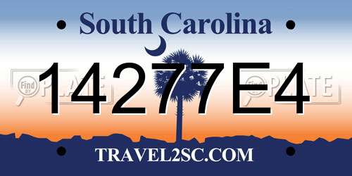 14277E4 South Carolina License Plate