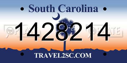 1428214 South Carolina License Plate