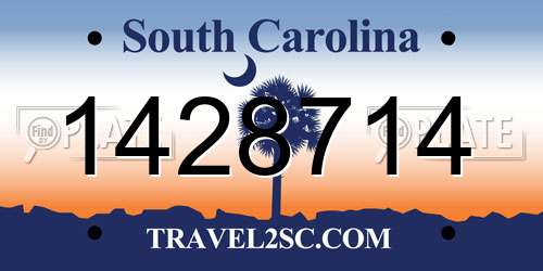 1428714 South Carolina License Plate