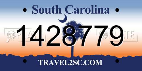 1428779 South Carolina License Plate
