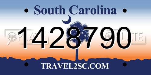 1428790 South Carolina License Plate