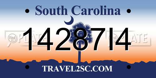 14287I4 South Carolina License Plate