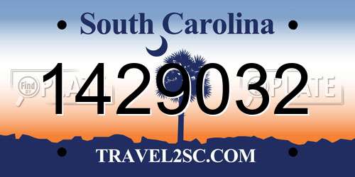 1429032 South Carolina License Plate
