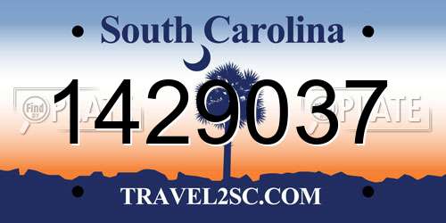 1429037 South Carolina License Plate