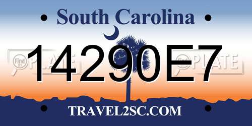 14290E7 South Carolina License Plate