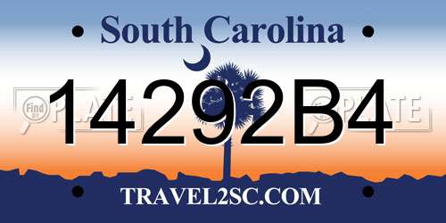 14292B4 South Carolina License Plate