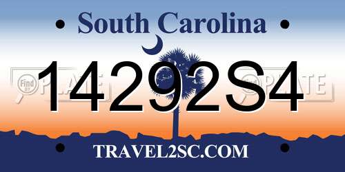 14292S4 South Carolina License Plate