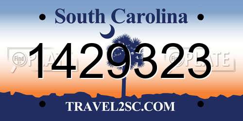 1429323 South Carolina License Plate