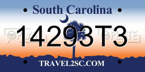 14293T3 South Carolina License Plate