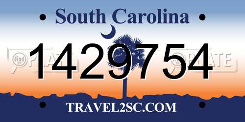1429754 South Carolina License Plate