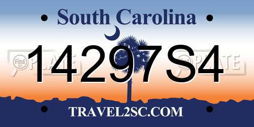 14297S4 South Carolina License Plate