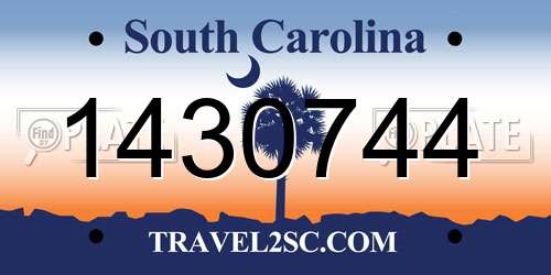 1430744 South Carolina License Plate