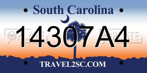 14307A4 South Carolina License Plate
